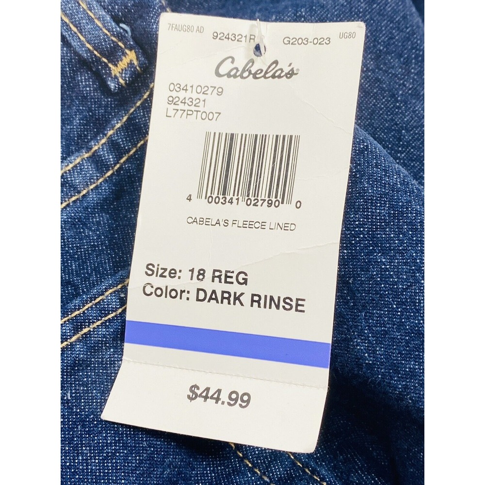Cabela's Women's Size 18 Reg Fleece Lined Straight Leg Blue Jeans‎ NWT - Picture 6 of 7
